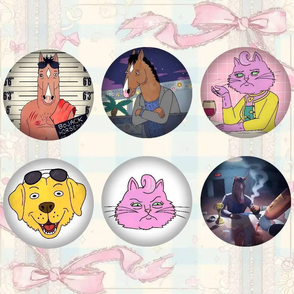 Hot B-BoJack HorsemanS รูปไอคอน Badge Handmade Tinplate เข็มกลัดสําหรับกระเป๋าเป้สะพายหลังเสื้อผ้าหน