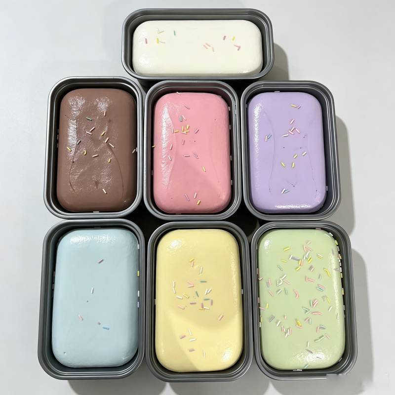 ของเล่นบีบอัด สกุชชี่ ข้าวเหนียวมันม่วง นิ่มสุด เค้กนิ่ม กล่องเค้ก คืนตัวช้า