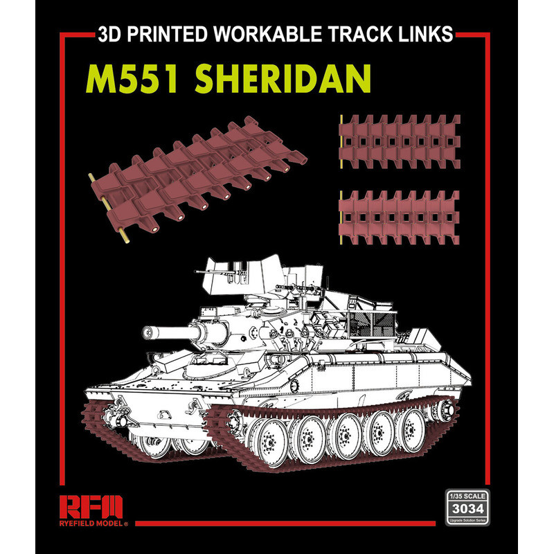 Rye Field Model RFM RM-3034 M551 Sheridan 3D printed workable track links 1/35 Detail set