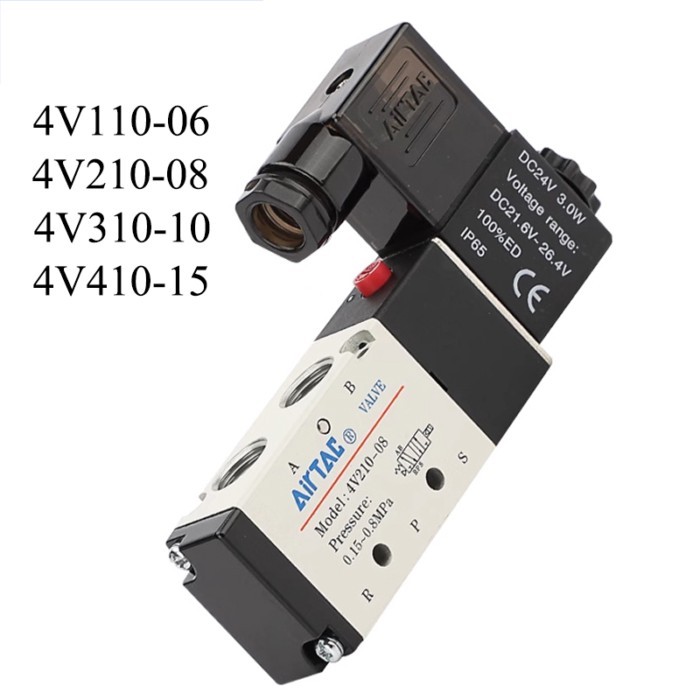 4V110-06 4V210-08 4V310-10 4V410-15 Pneumatic Electric Solenoid Valve Direction Control Solenoid Va