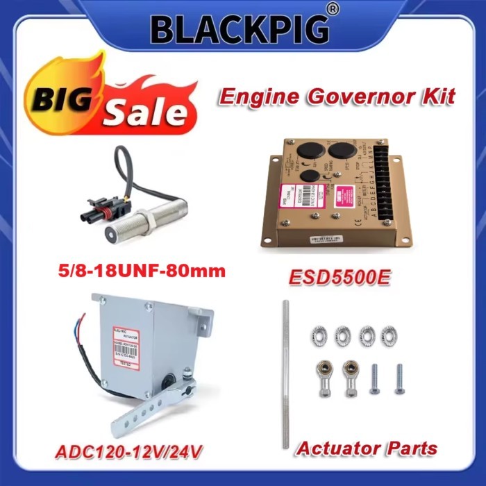 Three Items Generator Engine Governor Kits ADC120 Actuator ESD5500E Speed Controller 5/8-18UNF-80mm