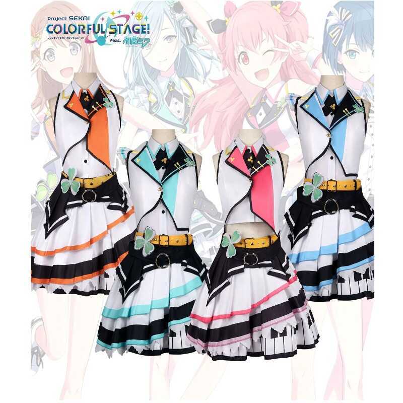 W Kiritani Haruka Hanasato Minori Hinomori Shizuku Momoi Airi Cosplay Dress Costume PJSK MMP Hallow