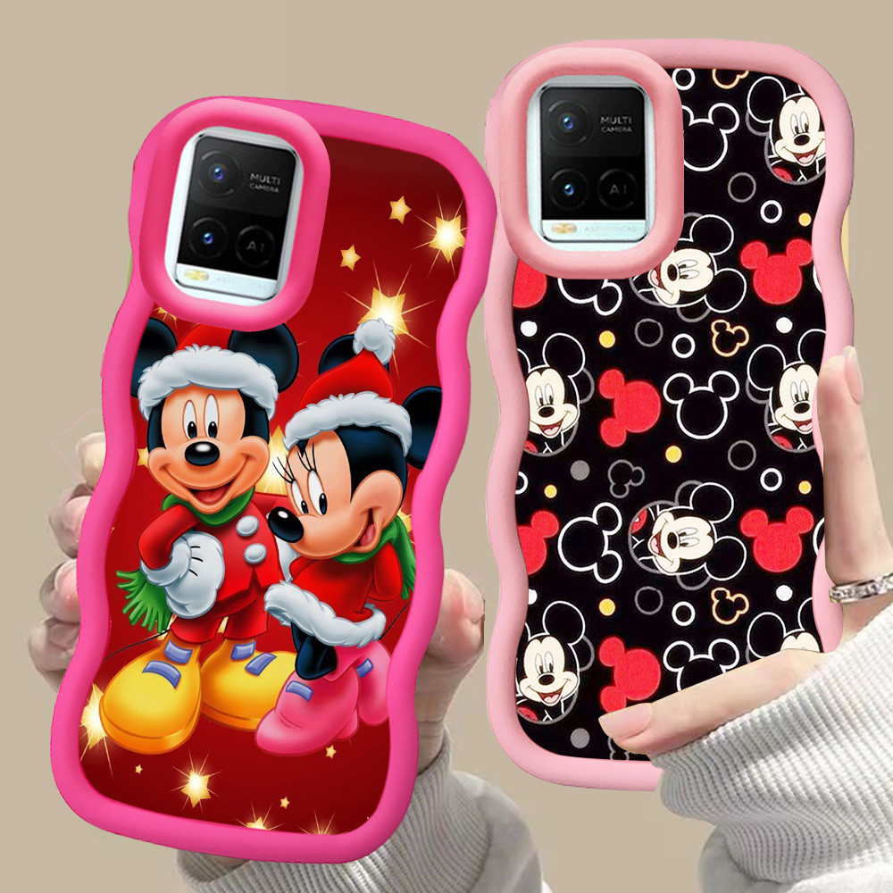 MERAH D-7 mickey mouse สีชมพูสีแดงสําหรับ VIVO V30 Y02a Y21a Y02t Y02 Y21s Y21 Y21t Pro 5G สีดํา