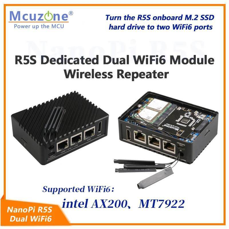 TA WiFi6 Wireless Repeater สําหรับ NanoPi R5S,R6C, NVME ทุ่มเทเป็น Dual WiFi6 โมดูล, MT7922 AX200 RT