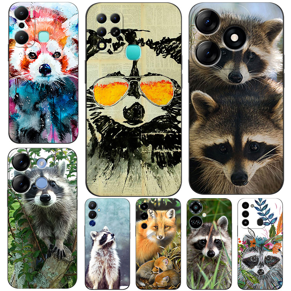 สําหรับ TECNO POVA NEO 2 NEO 5G LE6J 4 PRO LG8N ฝาครอบโทรศัพท์ Raccoon สีแดง panda fox สัตว์