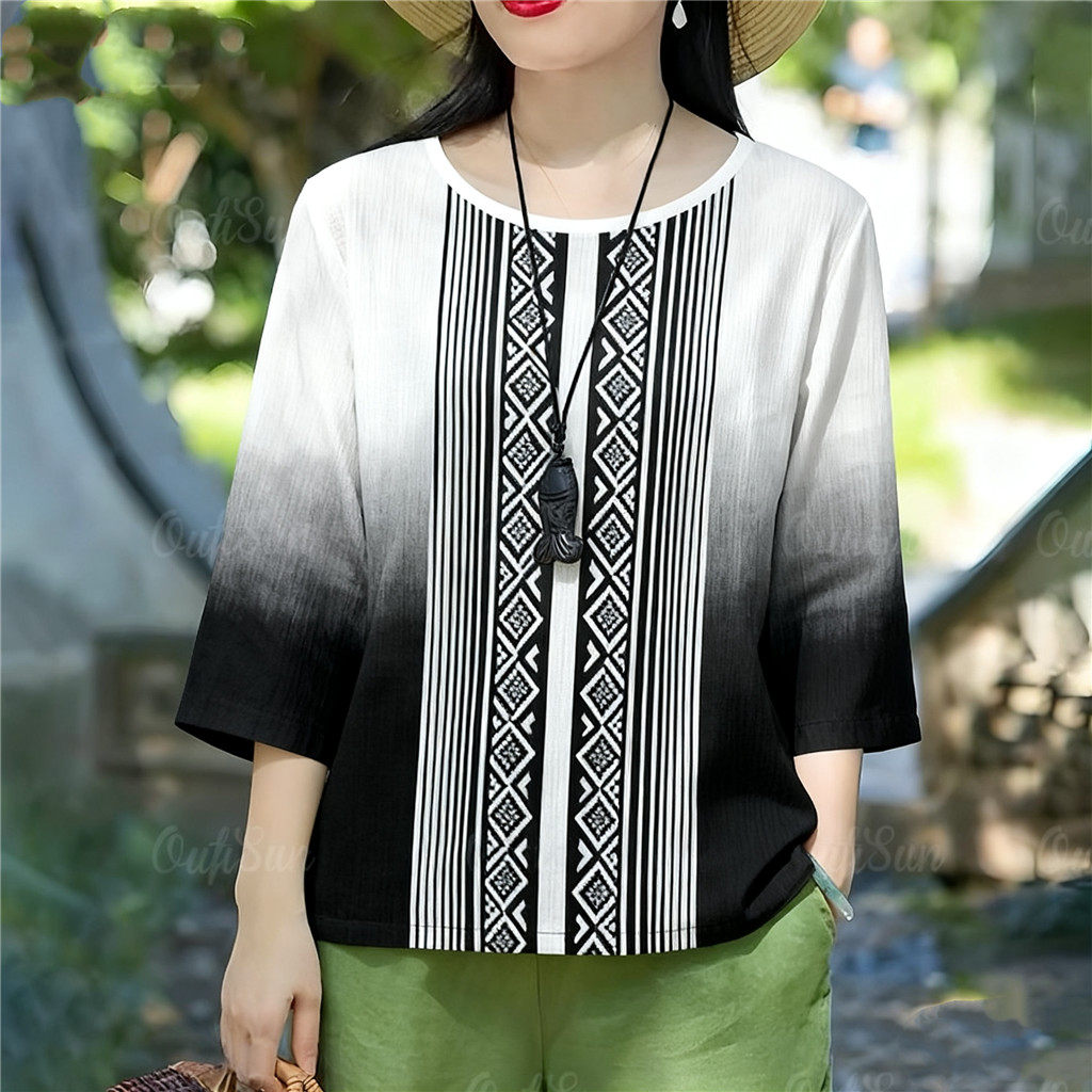 เสื้อยืดสีดำผู้หญิง สไตล์หรูกะทันหัน สบายและอ่อนนุ่ม - รูปที่ 3