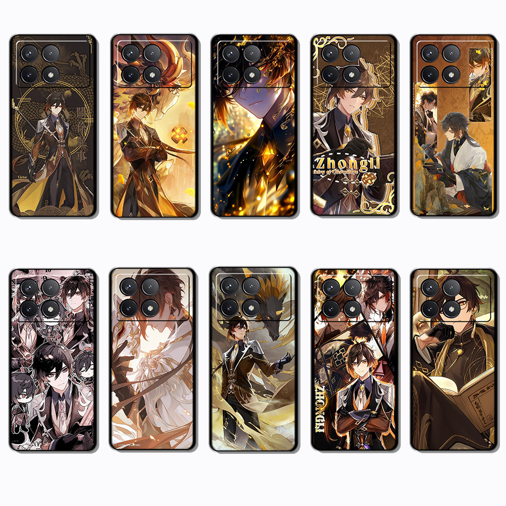 เคสโทรศัพท์สีดําแบบนุ่มสําหรับ Xiaomi Redmi K70E K60 k70 POCO F5 X6 F6 Pro Zhongli caseg