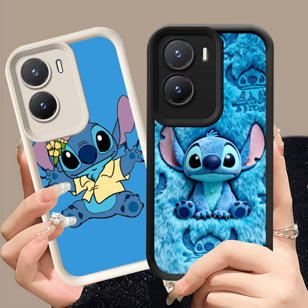 Q-20 Stitch ขาวดำเคสโทรศัพท์หรับ VIVO IQOO Z7i Y01A Y02S Y15S Y15A Y16 Y01 ปกสีชมพู