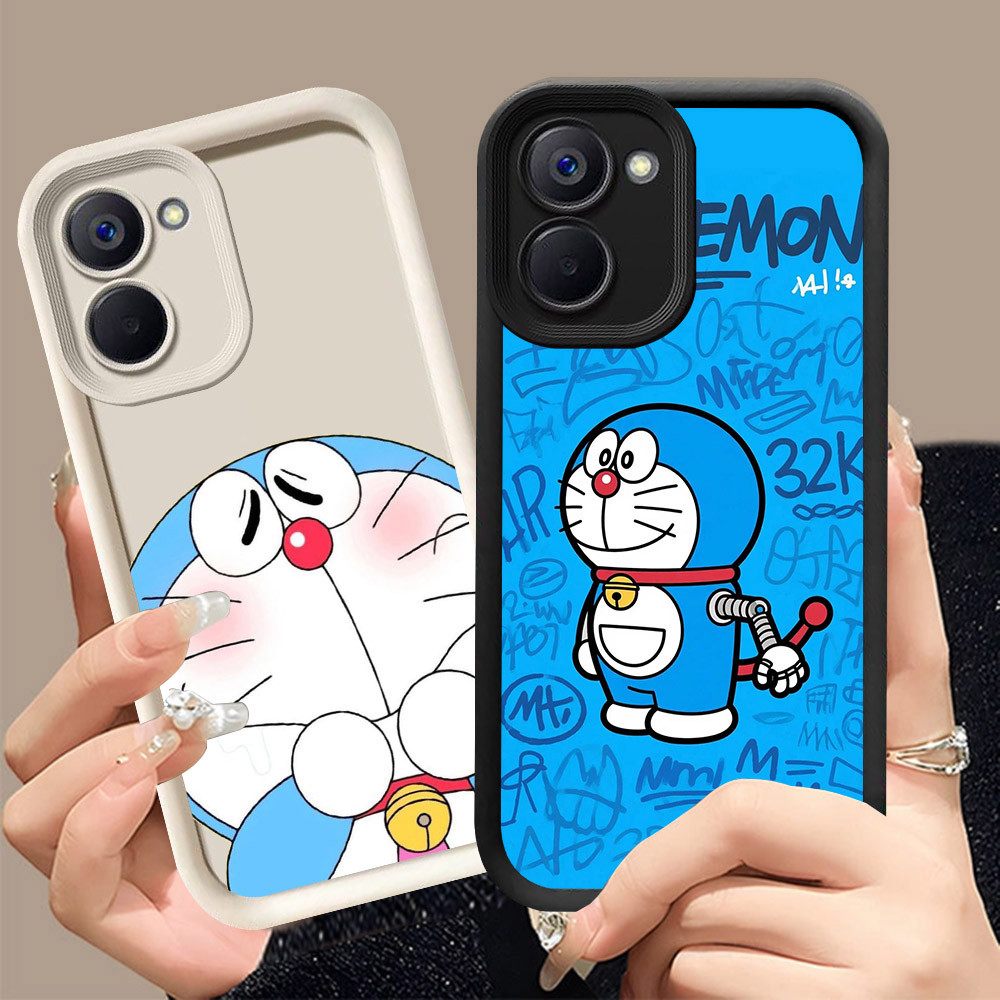 Q-27 Doraemon ขาวดำเคสโทรศัพท์หรับ Xiaomi POCO C81X C65 C71 X7 Pro ปกสีชมพู