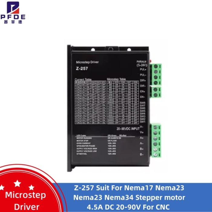 Z-257 Microstep Driver Suit For Nema17 Nema23 Nema23  Nema34 Stepper motor DC20-90V For CNC