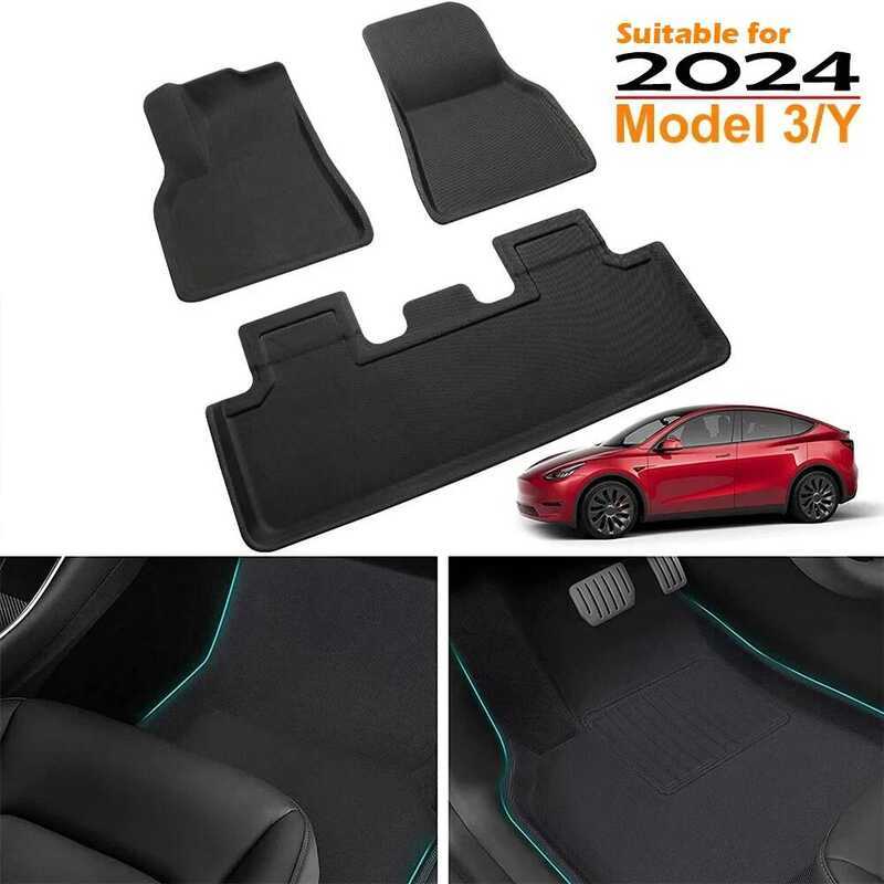 3D ซ้ายขวามือขับรถ All-Weather Mats Trunk Mats Car Floor Liners สําหรับ Tesla 3 Highland รุ่น Y 2020