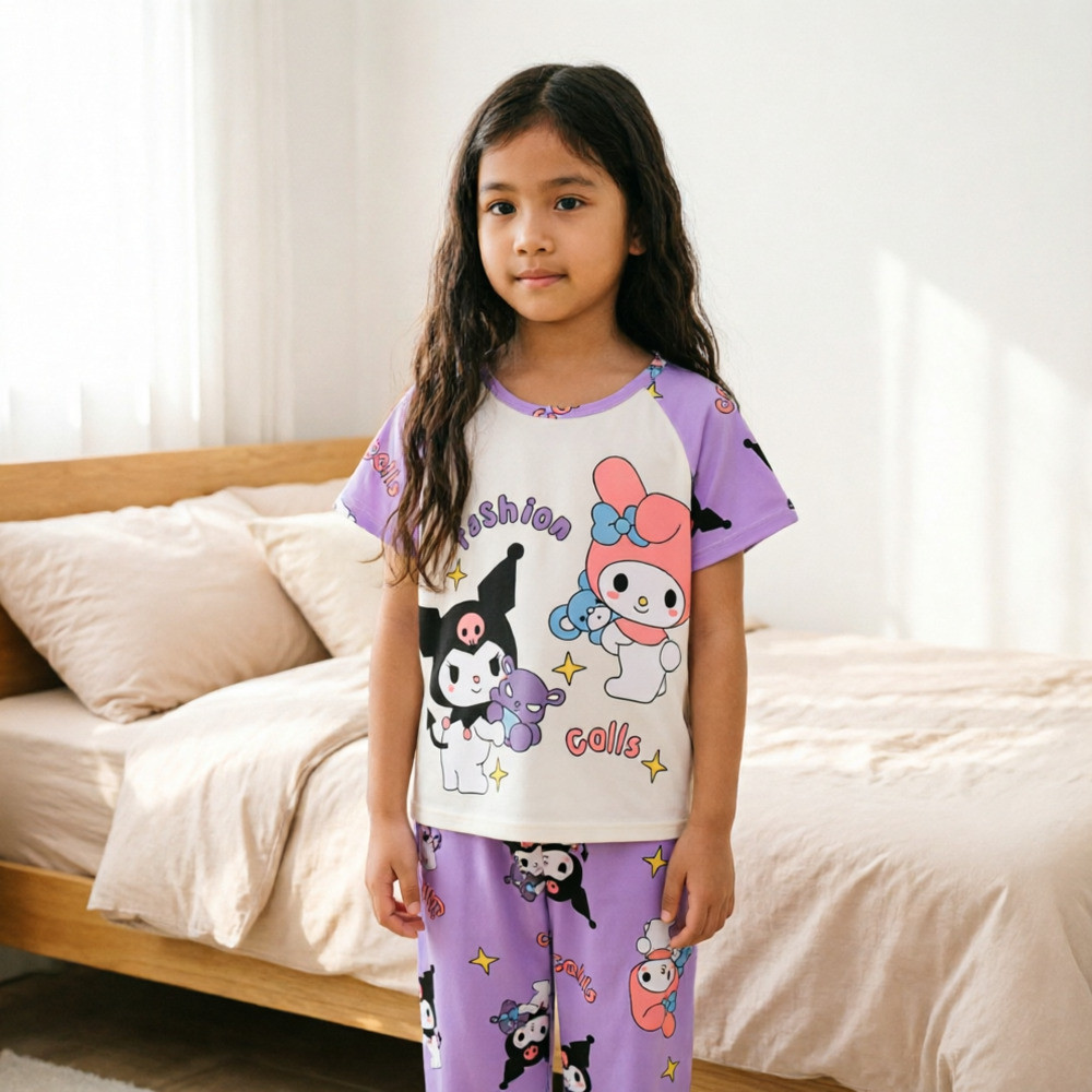 Sweet Girly Style Family Matching Pyjamas ผ้าคอตตอนเนื้อนุ่มและเป็นมิตรกับผิวสําหรับเด็ก