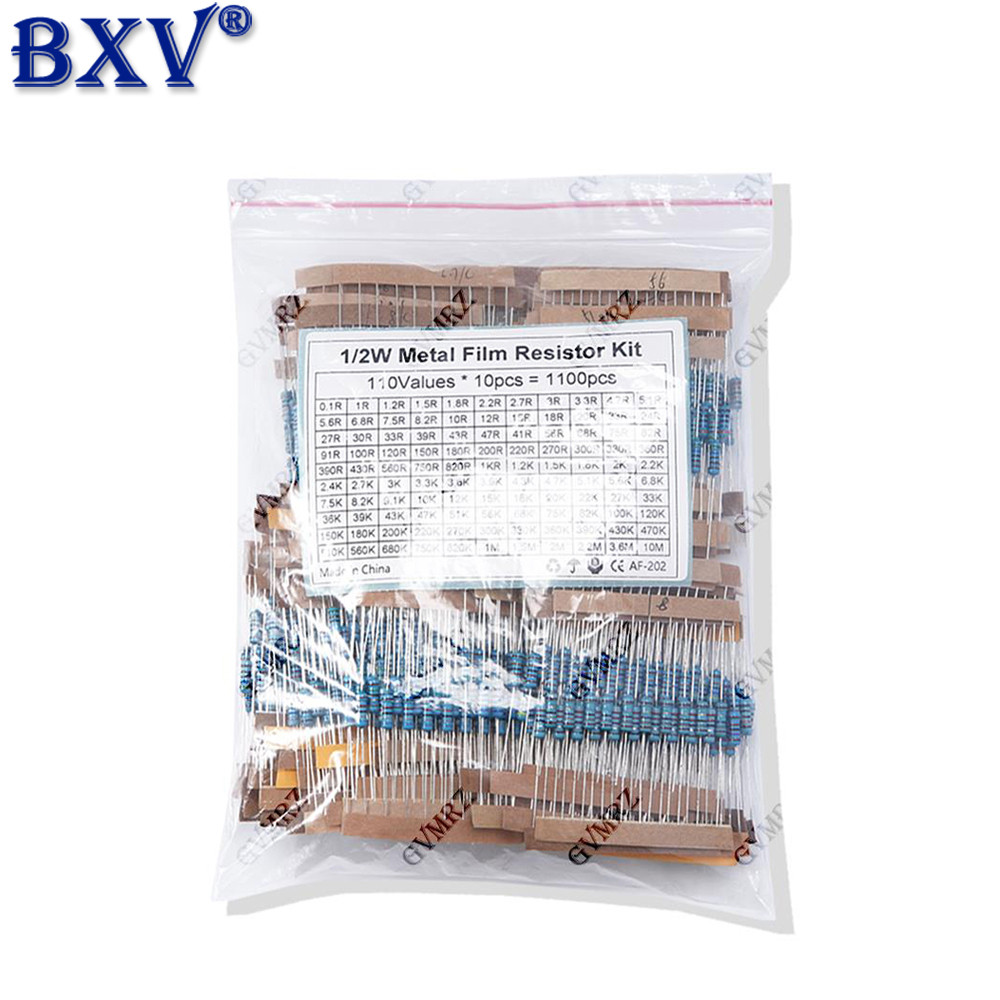 1/2W 1/4W 1W 2W 3W ความต้านทานชุด 1% โลหะฟิล์ม Resistor Assortment Kit 1K ~ 820K 0.1R ~ 750R 1K 10K 