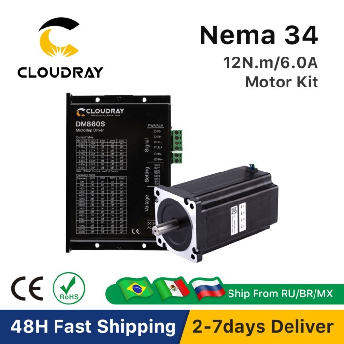 Cloudray Nema 34 Open Loop Stepper Motor Driver Kit 12N.m 6.0A DM860S 2.4A-7.2A for 3D printer CNC