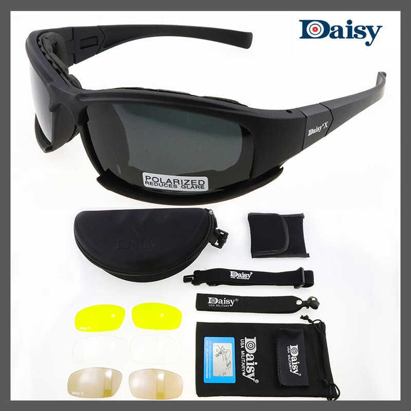 [Delivery In Bangkok]Daisy X7 Military Tactical Goggles Motorcycle Riding Glasses Eyewear 4 Lens Se
