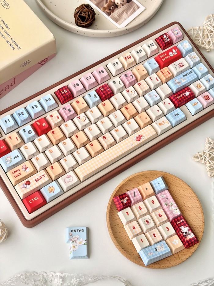 Snow White Rabbit Keycaps เหมาะสําหรับคีย์บอร์ดแบบกลไกด้านข้างเดิมโปร่งใสความสูง Keycaps เหมาะสําหรั
