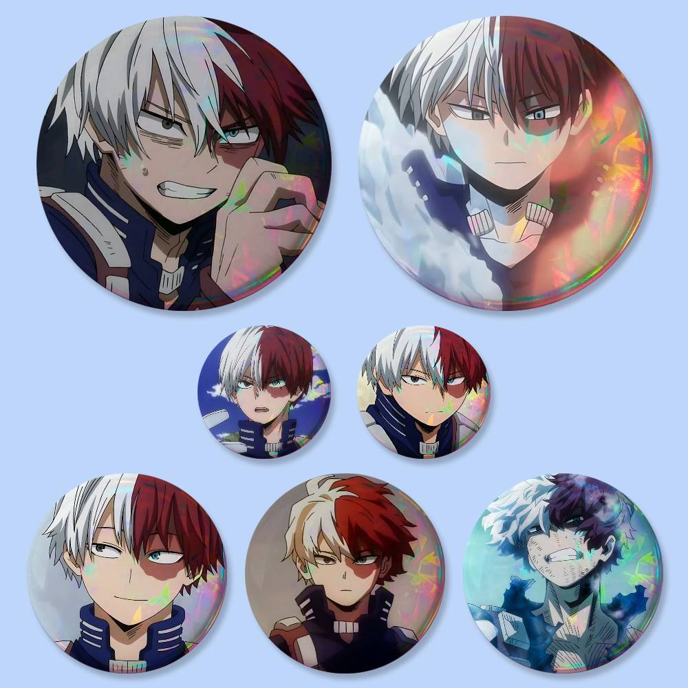 1 PC การ์ตูนตัวอักษร Shoto Todoroki ป้าย 32/44/58 มม.รอบ Cosplay Pin กระเป๋า Decor แฟนรวบรวมเพื่อนเข