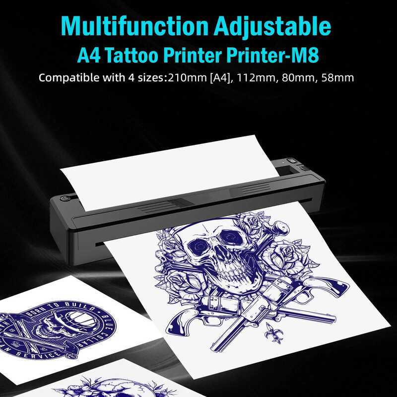 เครื่องพิมพ์แบบพกพา Thermal Stencil Maker A4 สายบลูทูธภาพวาดพิมพ์เครื่องถ่ายเอกสาร HD Tattoo Transfe