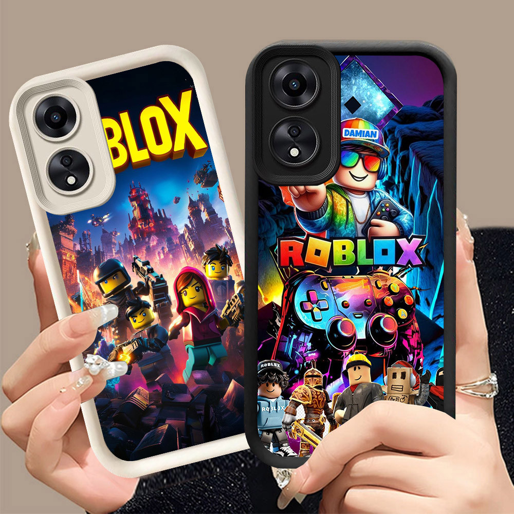 Q-24 Roblox ขาวดำเคสโทรศัพท์หรับ OPPO Reno 8T A2X A1X A98 A1 A60 F23 Pro 5G ปกสีชมพู