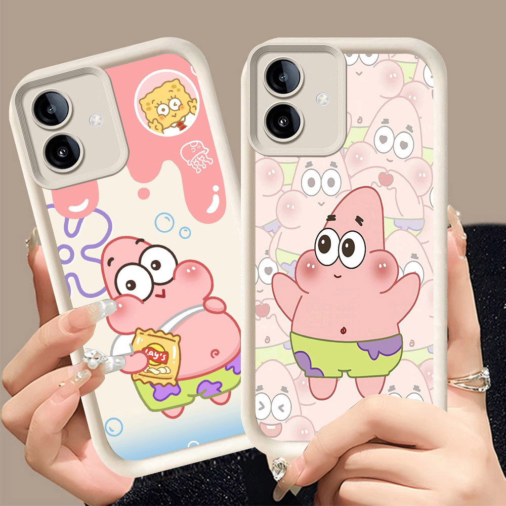 Q-5 SpongeBob ขาวดำเคสโทรศัพท์หรับ VIVO IQOO U5 Y75 Y02A U5E Y02T Y02 Z6 5G ปกสีชมพู