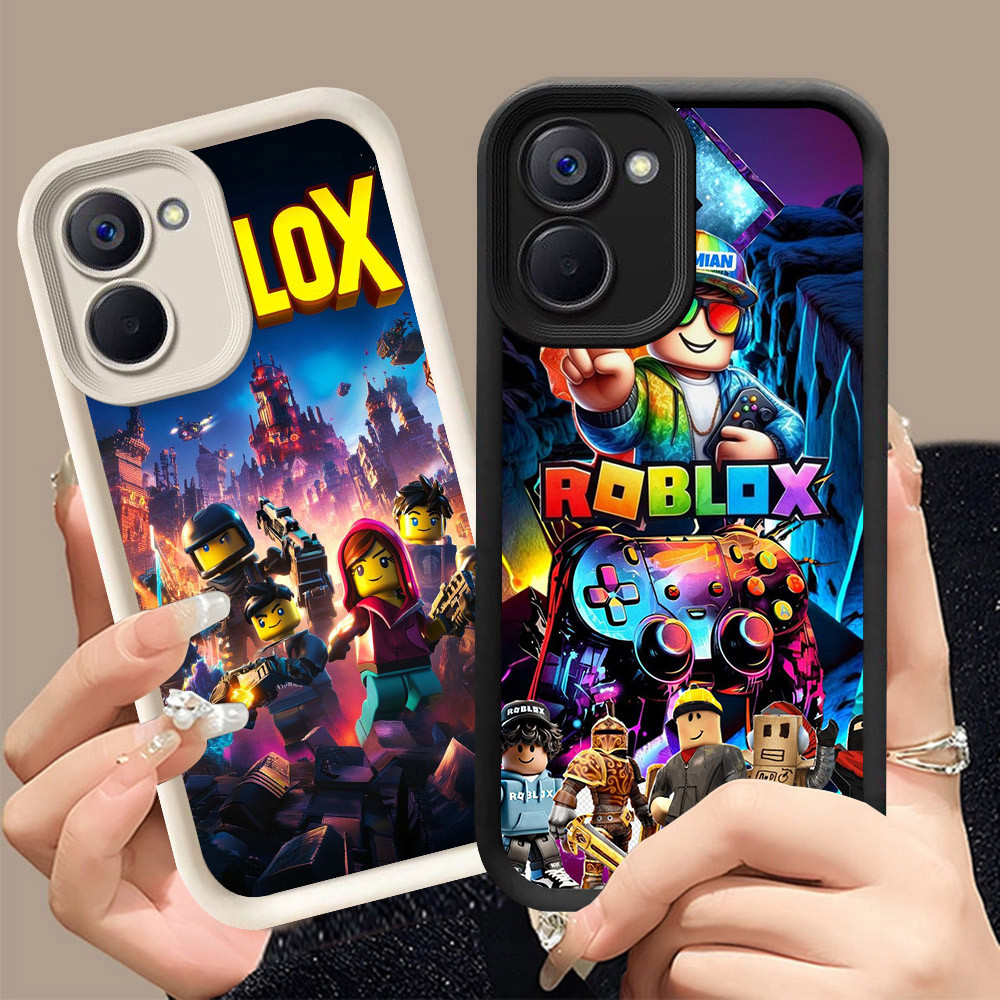 Q-24 Roblox ขาวดำเคสโทรศัพท์หรับ Xiaomi POCO C81X C65 C71 X7 Pro ปกสีชมพู