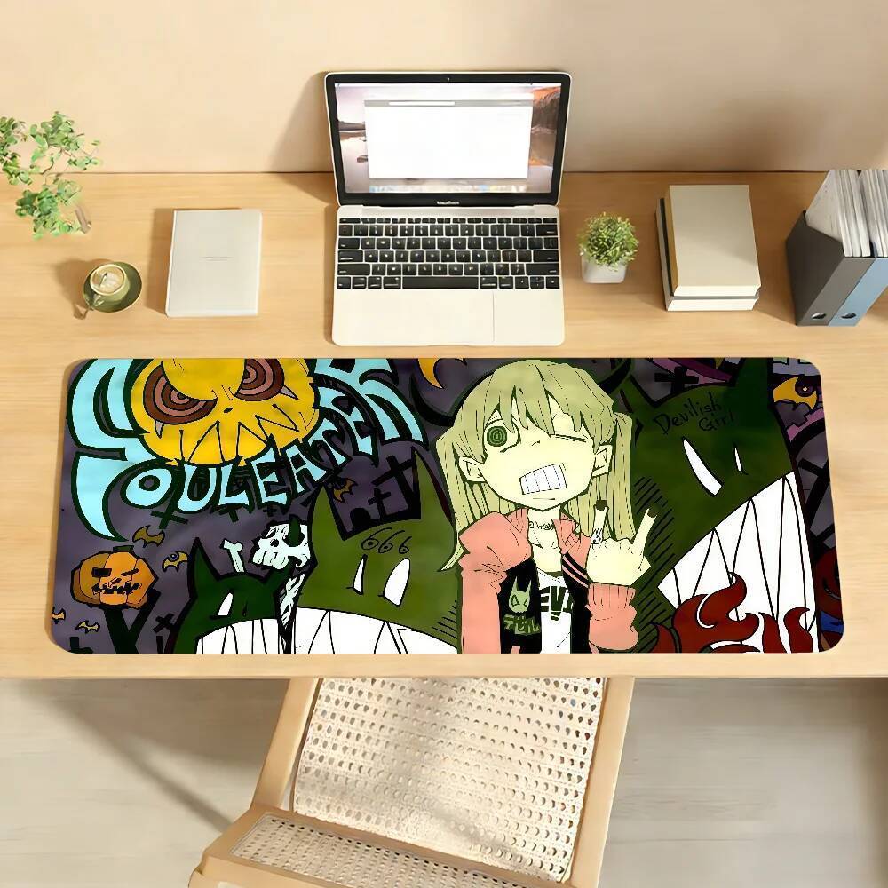 แผ่นรองเมาส์ Soul Eater สําหรับเล่นเกมและคีย์บอร์ดสํานักงานกันลื่นกันน้ําขนาดใหญ่