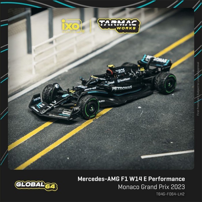TW 1: 64 Mercedes-Benz AMG F1 W14 Monaco รางวัล 2023 Lewis Hamilton Car Model Out of Print Car Model