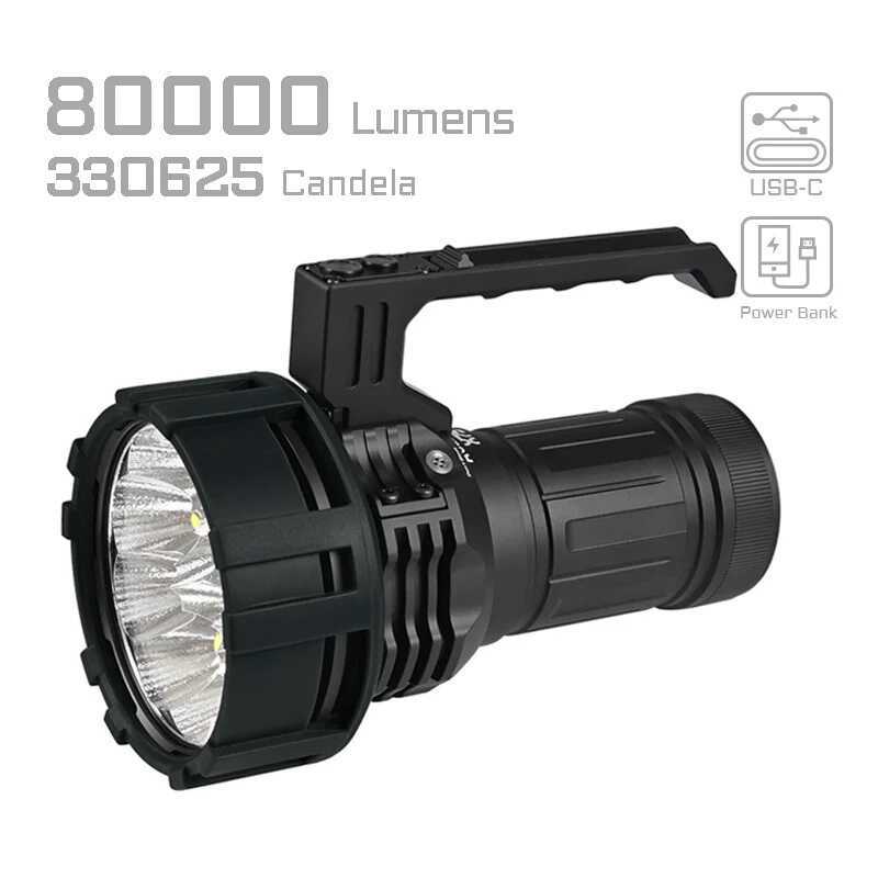 X75 ACEBEAM ไฟฉายสว่างที่สุดสูงสุด 80,000 ไฟฉายชาร์จเร็วพร้อมคาน 1150 เมตรโยน