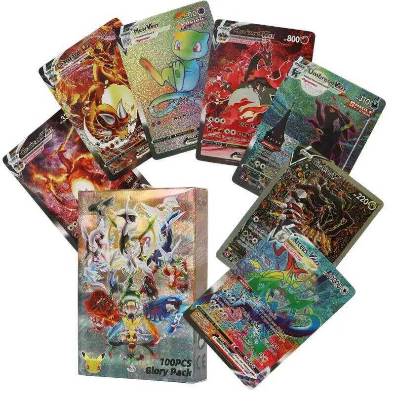 การ์ดภาษาอังกฤษ 60/100 ชิ้นหายาก EX Vstar Vmax GX Shiny Arceus Charizard Mewtwo การ์ดสะสมของขวัญสําห