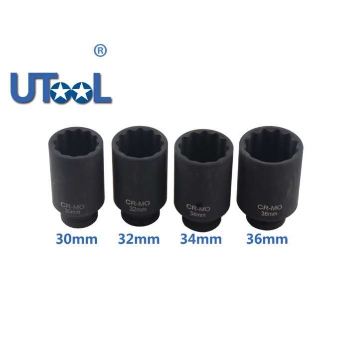 30mm 32mm 34mm 36mm 1/2"DR 12 Point Impact Socket Spindle Axle Nut Socket Hub Axle Nuts Removing In