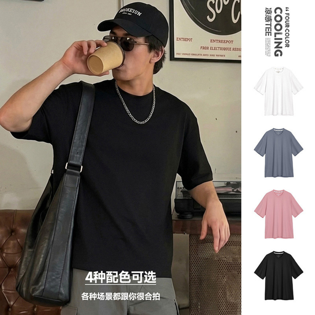 MRA 70 นับ Pima ผ้าฝ้ายแขนสั้นเสื้อยืดผ้าฝ้าย Cool Feeling ความชื้น Anti-Wrinkle รอบคอ Bottoming Sol