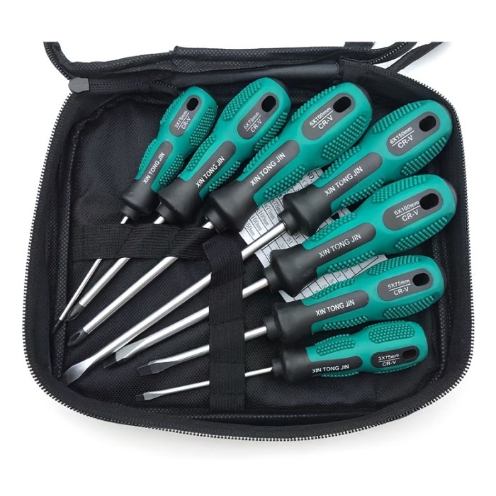 Magnetic Screwdriver Set Professional Cushion Grip 5 Flat Head and 4 Phillips Tips Screwdriver Non-