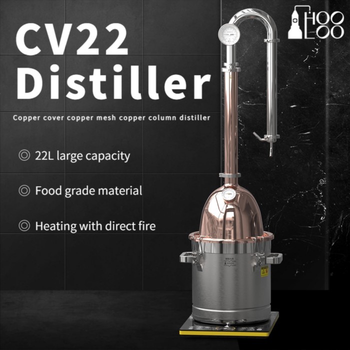 HOOLOO CV22 Distiller Vevor Moonshine Apparatus Whiskey Brandy Rum Gin Vodka Household Still Copper