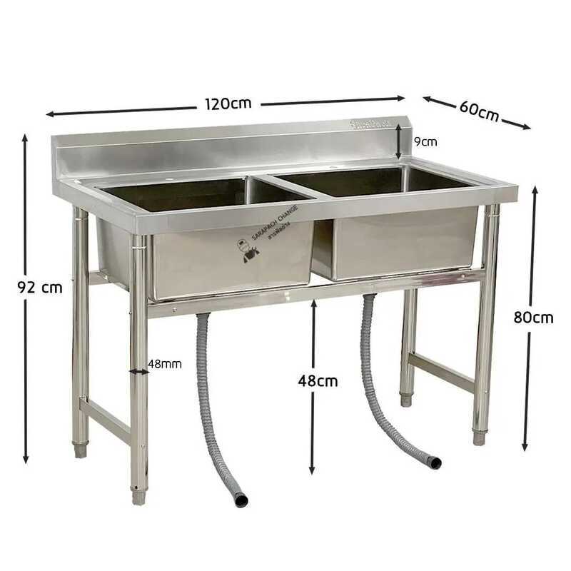 อ่างล้างจาน 2 หลุม 120X60x80 ซิงค์ล้างจาน ที่คว่ำจาน Double Bowl Sink // Sk120-60-St237