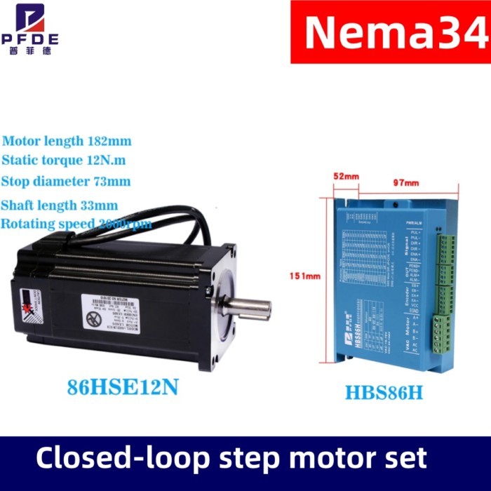Nema34 86HSE12N.  Closed-loop step motor 12NM Nema34 86 Hybrid closed loop 2-phase 86 Stepper Motor