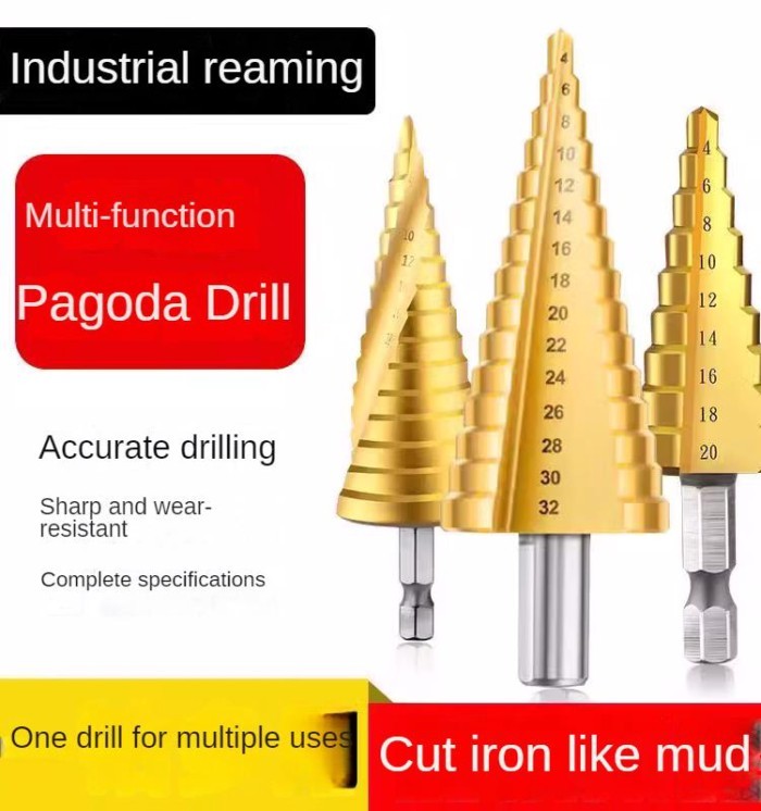 HSS Titanium Step Drill Bit High Speed Stepped Drill Set Saw Drill Tools Conical Stage Drill For Me