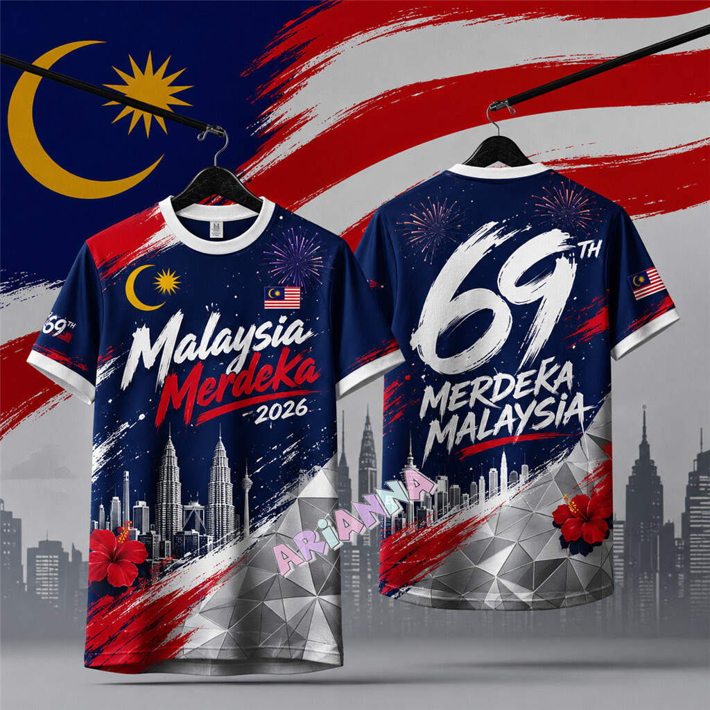2026 69th Independence Day T เสื้อระเหิดแห้งเร็ว Jersey ขนาดใหญ่ Streetwear 69th Baju Merdeka เสื้อย