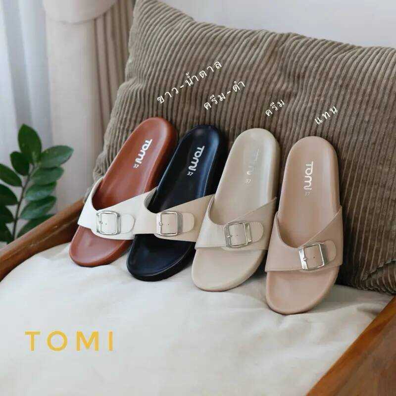 [Tomi 36-44] (**มีเนื้อเท้า/อวบ**เพิ่ม +1 ไซส์)รองเท้าแตะ รุ่นเข็มขัดเดี่ยว พื้นนุ่มใส่สบาย สาย