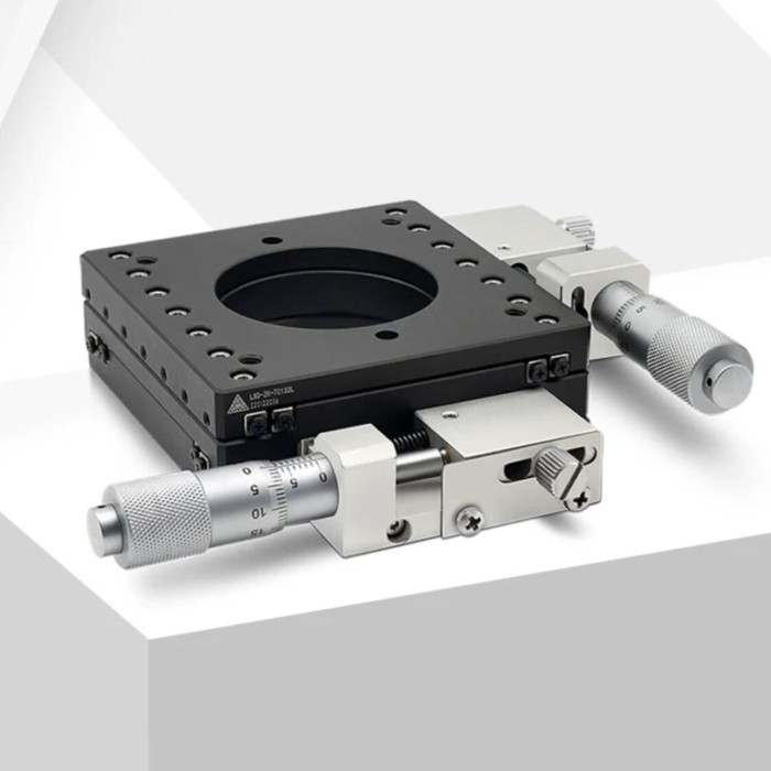 70x70mm Table, 13mm Travel, 5kg Load，Manual XY Axis Micrometer Drive Hollow Translation Stage, Cros
