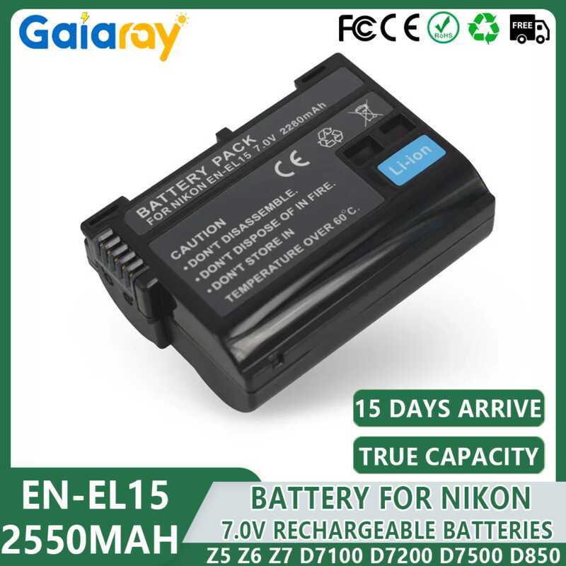 Battery 2550Mah Rechargeable Batteries For Nikon Z5 Z6 Ii,Z7,Z7ii D7000 D7100 D7200 D850 D750 D7500