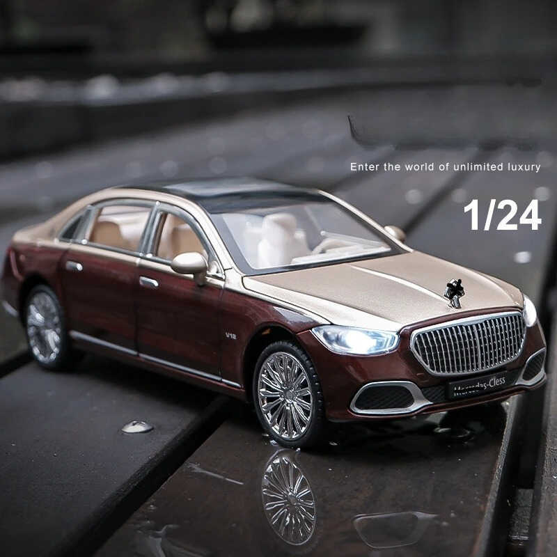 mer Favorite] 1:24 Alloy Diecast Metal Vehicles Car Model High Sound for Benz Maybach S680 Children