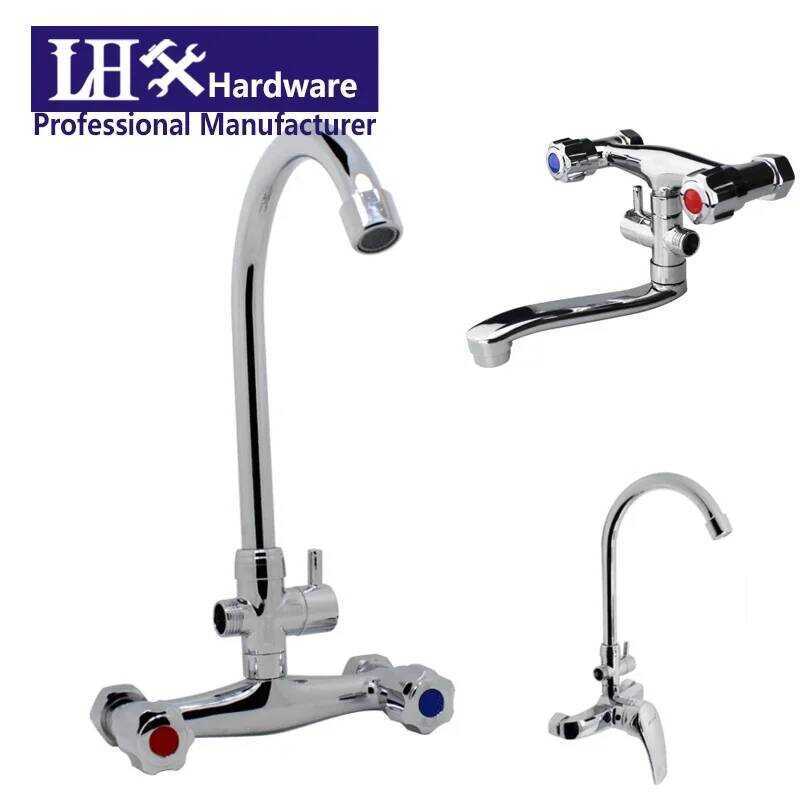 น้ําแตะสําหรับก๊อกน้ําห้องครัวห้องน้ําฝักบัวร้อนและเย็นผสมสีแดงสีฟ้ารหัส Home Harde LHX XY109 DIY C