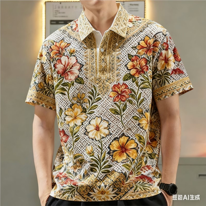 เสื้อโปโลผู้ชาย สไตล์ชาติพันธุ์อาเซียน ใส่สบายสำหรับชีวิตประจำวัน พร้อมดีไซน์คลาสิกและไซส์ใหญ่