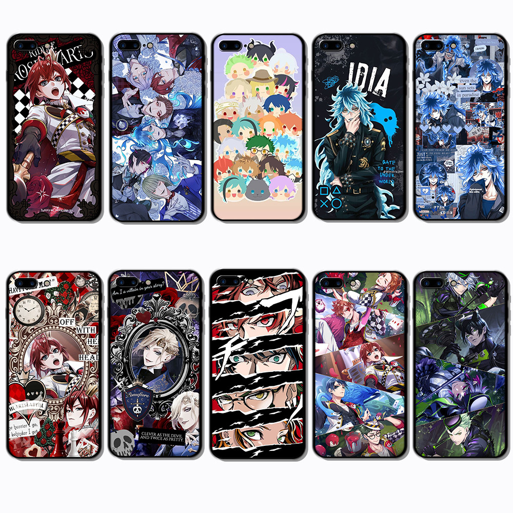 IPhone 7 8 Plus Disney Twisted-Wonderland เคสโทรศัพท์สี TPU สีดํานุ่ม