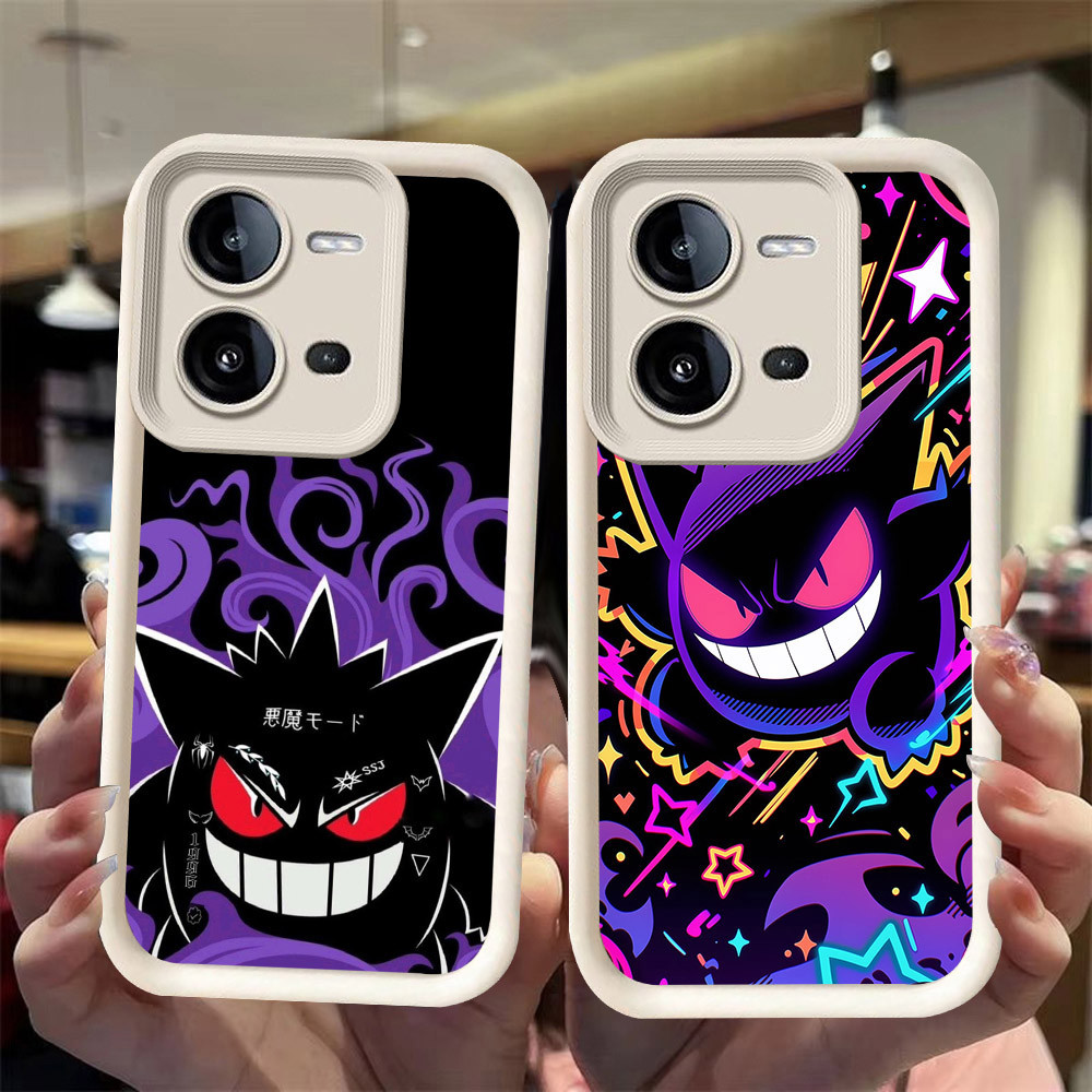 J-1 Pokemon Gengar ดำขาวชมพูเคสโทรศัพท์หรับ VIVO Y22S V25 V60 V60E V25E Y35 Y28 Y22 Pro 5G