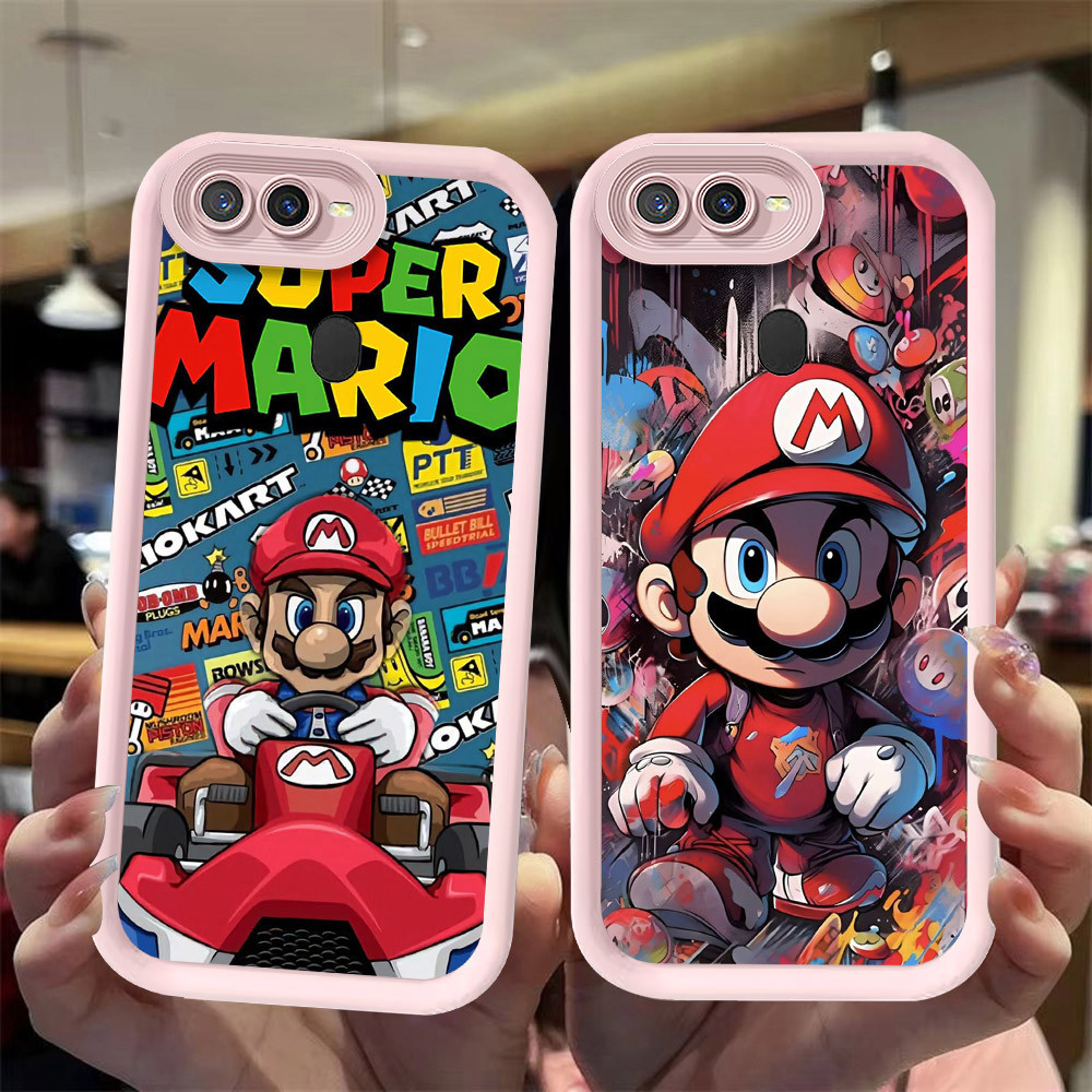 J-34 Mario ดำขาวชมพูเคสโทรศัพท์หรับ OPPO A7 A11K A12 A3S A12E A1K A5S A12S AX5S