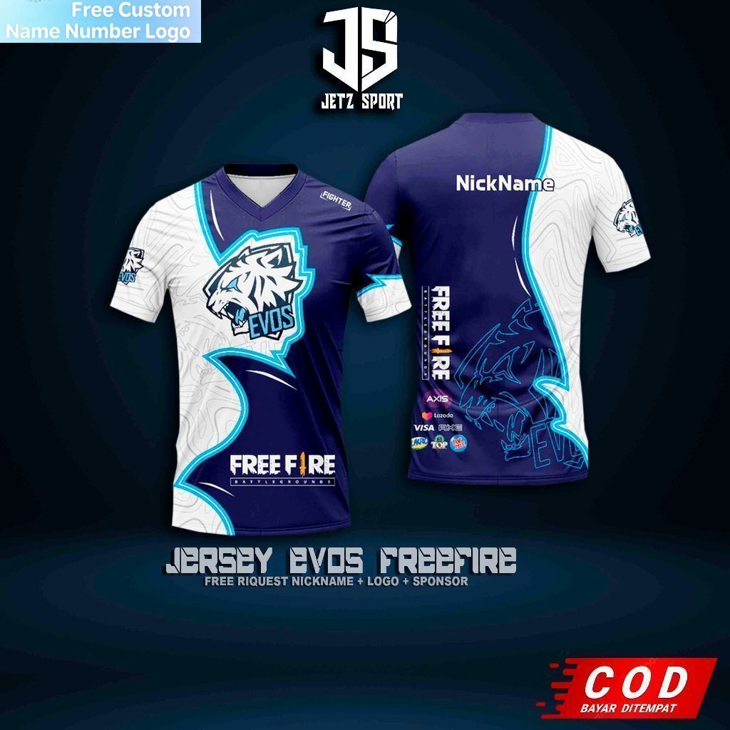 Evos Freefire Gaming Jersey 2026 เสื้อเกม Freefire Ff Pubg ล่าสุด [ฟรี Nickname]
