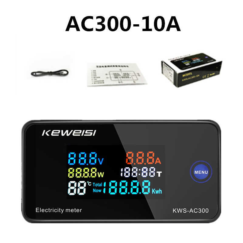 ❤ มิเตอร์โวลต์มิเตอร์แอมมิเตอร์ Kws-Ac300 AC 50-300V,ตัวทดสอบพลังงานไฟฟ้ามิเตอร์ LED