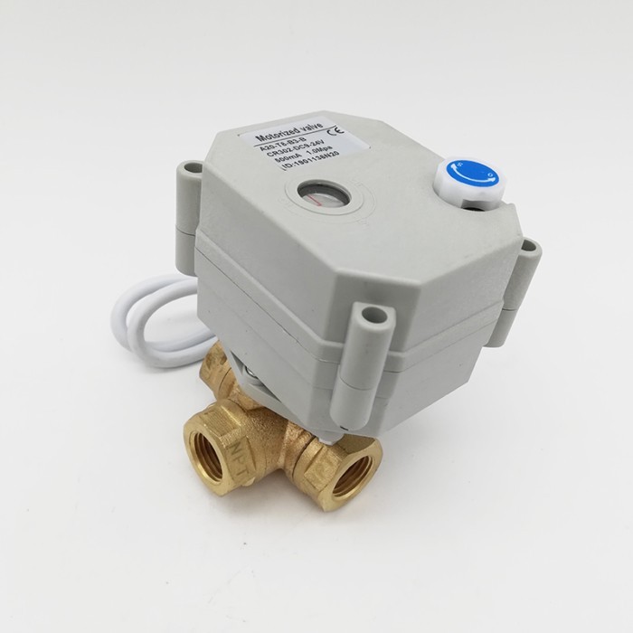 3 Way DN8 DN10 G1/4' G3/8' Micro Electric Ball Valve Horizontal Tee T-Flow L-Flow Brass Valve