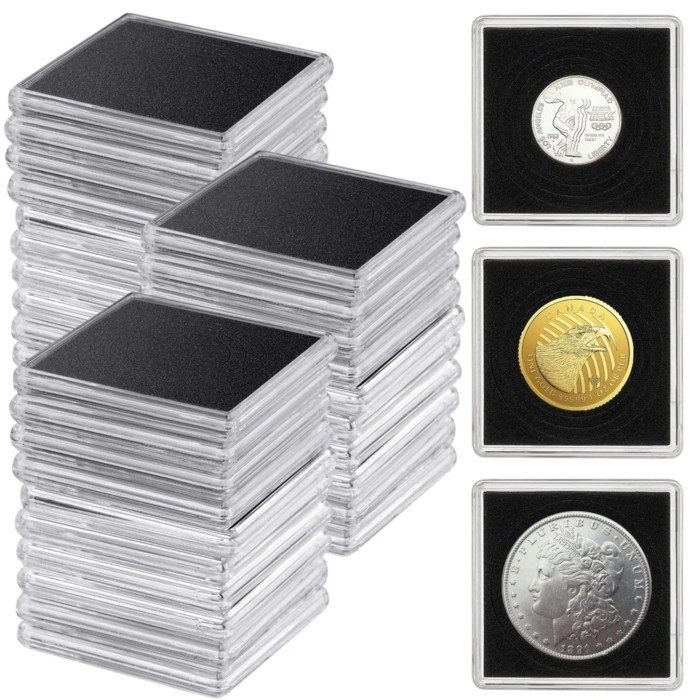30Pcs/Set Boutique Coin Snap Holders Silver Dollar Coin Holders Coin Collection Display Acrylic Cas